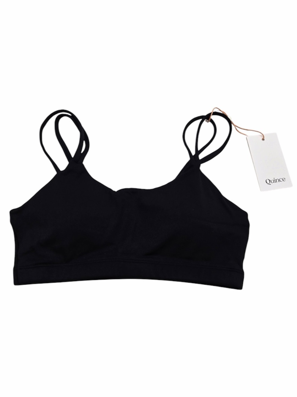 NWT QUINCE Ultra Form Scoop Neck Strappy Bra Small Black 9759